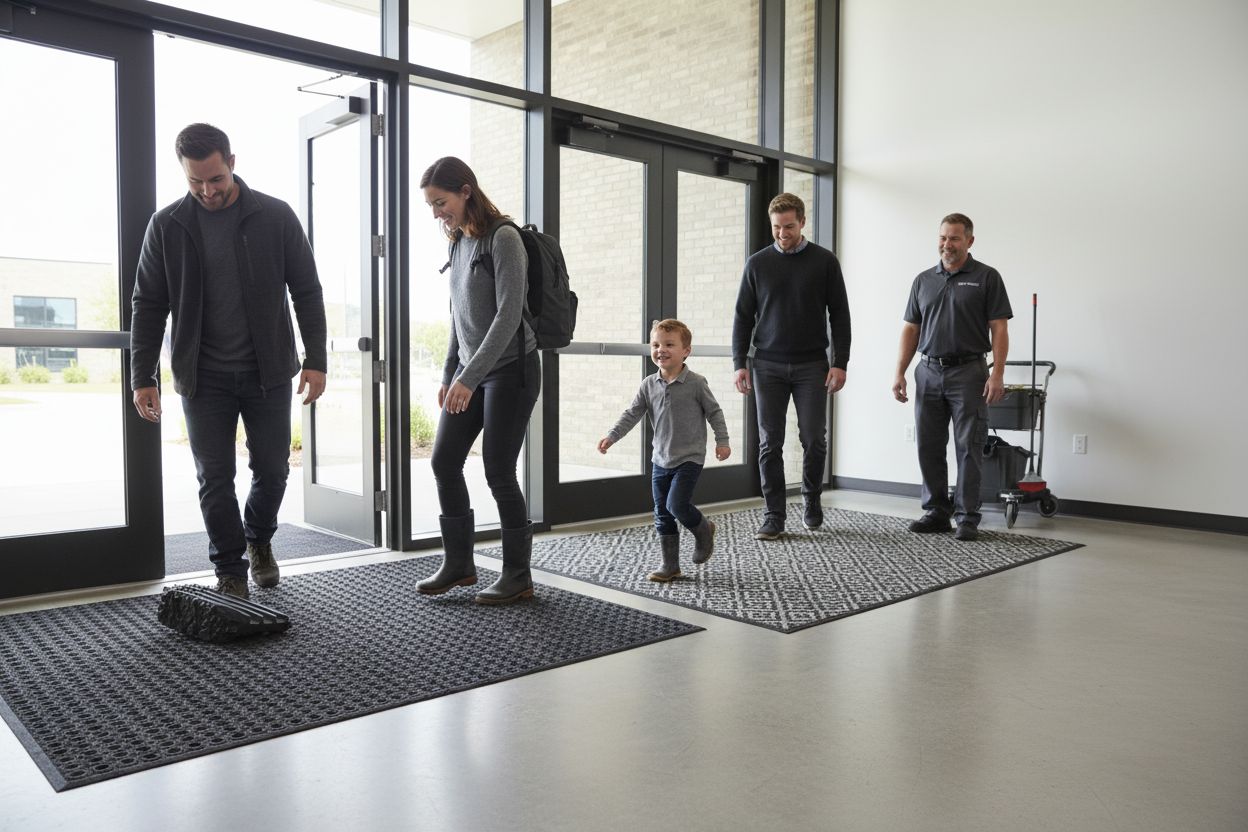 outdoor indoor floor mats, entrance, human interaction