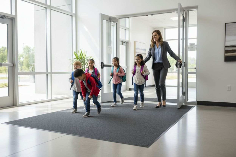 school entrance matting, kids, school safety