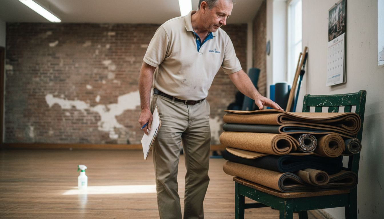 Facility manager inspects eco friendly yoga mats