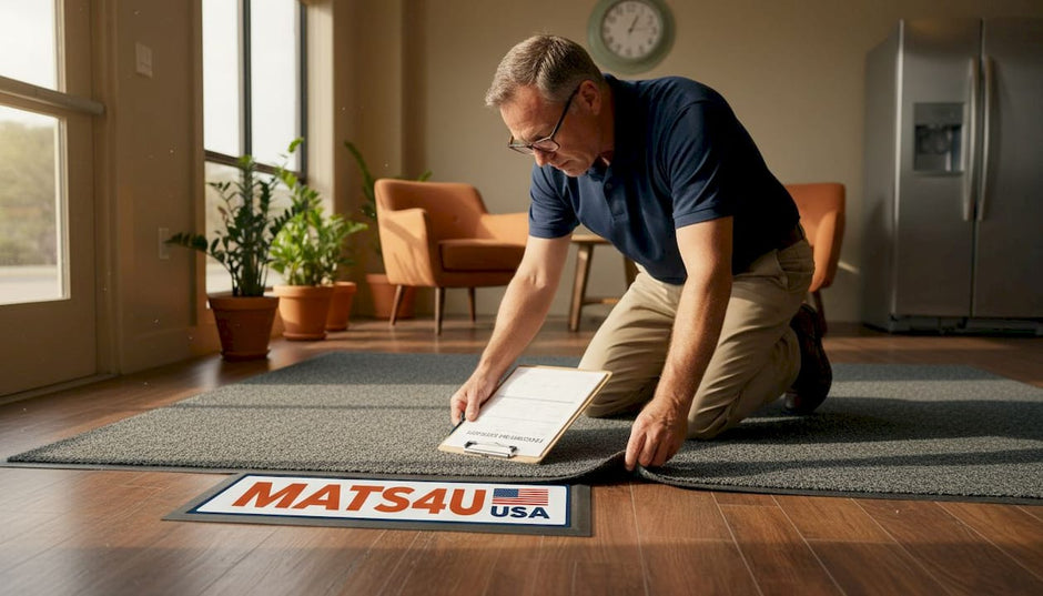 Facility manager inspecting mat durability